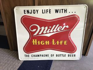 Vintage 1954 Miller High Life Embossed Metal Beer Sign