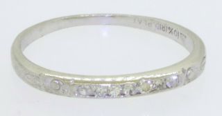 Antique Platinum Elegant.  07ctw Vs1/g Diamond Band Ring Size 5.  25