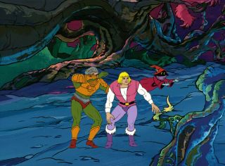 He - Man Masters Of The Universe Animation Art Adam,  Man - At - Arms,  And Orko Cel