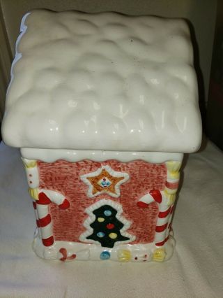 Christmas Ceramic Gingerbread House Cookie Jar 9.  5 