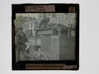Glass Magic Lantern Slide - Organ Grinder & Monkey - Liverpool ?