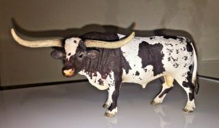Retired Schleich Texas Longhorn Bull Figurine For 3.  5 " Farm Animal Wild West Euc