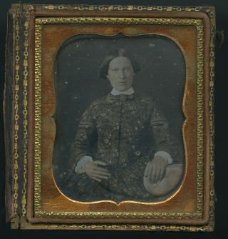 Early Half Case Sixth Plate Daguerreotype Of Young Woman Seal