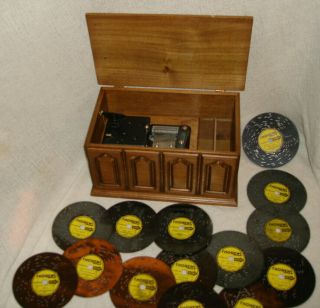 Vintage Thorens AD - 30 Disc Music Box in Walnut Wood Case Plus 14 Discs 2
