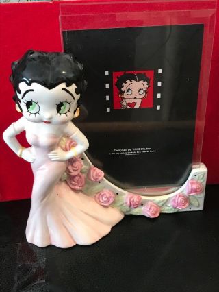Vintage 1991 Vandor Betty Boop Picture Frame Holder With Roses - 7” Tall - Orig Box