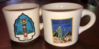 Pair Boy Scout Mugs Camp John J.  Barnhart Nc Vintage Bsa Scouting Jambo Trading