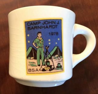 Pair Boy Scout Mugs Camp John J.  Barnhart NC vintage BSA Scouting Jambo Trading 2