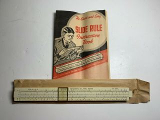 Vintage Engineering Instruments 10 Inch Slide Rule With Instructions