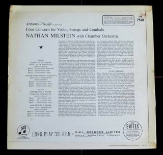 Vivaldi: Four Concerti - Nathan Milstein Columbia SAX 2518 ED1 LP 3