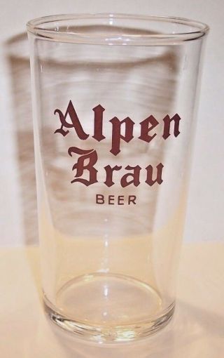 Vintage 4 5/8  Alpen Brau Beer Glass Advertising