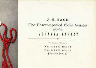 33cx 1288 B/g Uk - Johanna Martzy - Bach Unaccompanied Violin Sonatas 5&6 Vg (,)