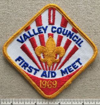 Vintage 1969 Valley Council Boy Scout First Aid Meet Patch Bsa 60s Scouts Camp