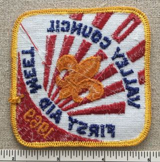 Vintage 1969 VALLEY COUNCIL Boy Scout First Aid Meet PATCH BSA 60s Scouts Camp 2