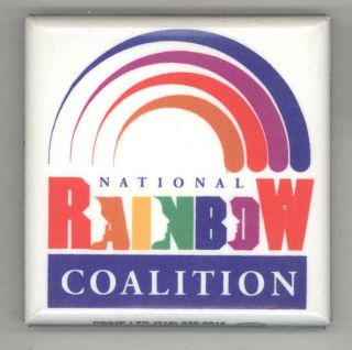 National Rainbow Coalition Political Pin Button Pinback Badge Jesse Jackson Push