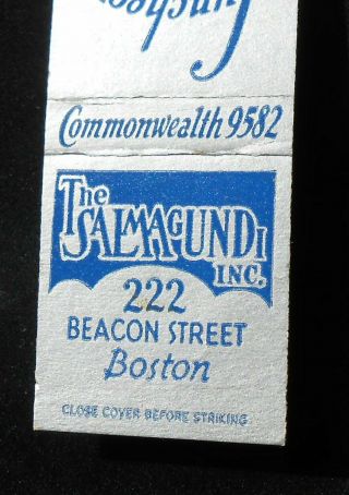 1940s The Salmagundi 222 Beacon Street Luncheon Dinner Boston Ma Suffolk Co Mb