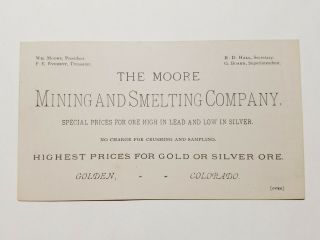 Golden Colorado Moore Mining & Smelting Heavy Card Stock Card - Gold & Silver Ore