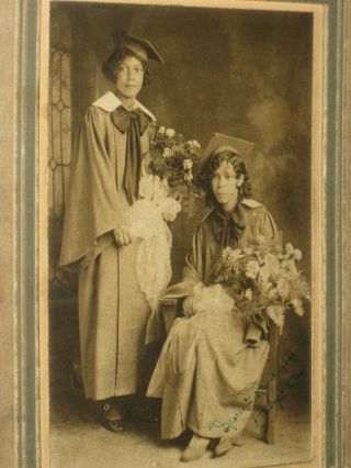 1900 Cabinet Photo 2 African American Girls College Graduates Flowers