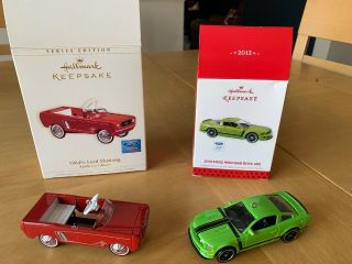 Hallmark Metal Ornaments - 2013 Ford Mustang Boss 302 And 1964.  5 Red Pedal Car