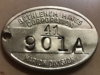 Vintage Brass Tool Check Tag Bethlehem Mines Corporation Marion Division
