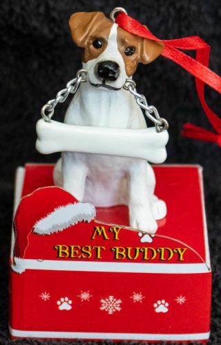 Jack Russell Terrier Statue With Bone Best Buddy Dog Breed Christmas Ornament