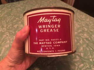Vintage Maytag Co Newton Iowa Wringer Grease Tin 1 Pound Can Washer