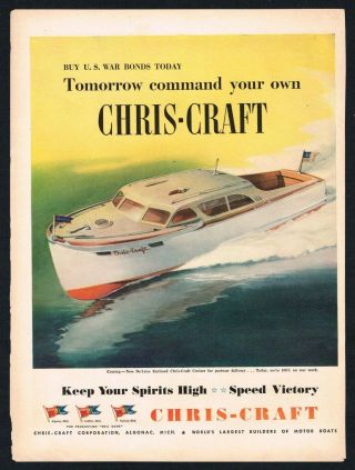 Chris Craft Ad Command Boating Advert 1940s Vintage Print Ad Retro