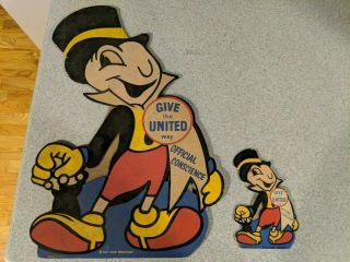 Jiminy Cricket United Way 1940s Cardboard Stands