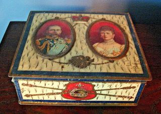 Vintage C.  1911 King George V & Queen Mary Coronation Tin,  England,  Royalty