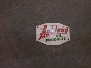 Porcelain Ashland Oil Product Enamel Sign 7 " X 4 " Inches