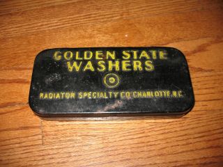 Vintage Golden State Washers Tin Box Auto Radiator Parts Storage W/washers