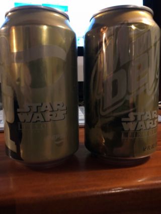 GOLDEN YODA PEPSI and MOUNTAIN DEW cans bottom opened rare HTF 2