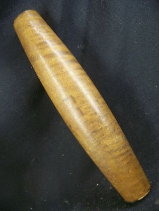 Early 19th C Hand Made Curly Tiger Maple Rolling Pin