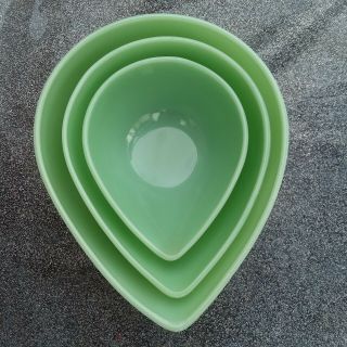 Vintage Fire King Jadeite Teardrop Nesting Bowls Set Of 3