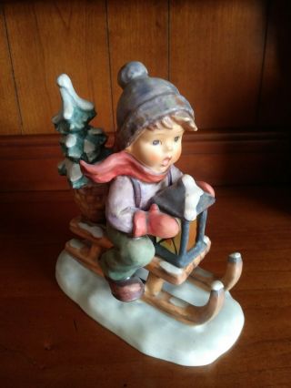 Hummel ‘ride Into Christmas’ Figurine 396 Boy On Sled W Label No Box