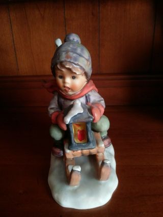 Hummel ‘RIDE INTO CHRISTMAS’ Figurine 396 Boy On Sled w label No Box 2