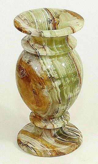 Alabaster Onyx Stone Vase,  Pakistan,  Green,  Brown,  White,  Euc