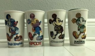 Rare Retired Disney Parks Mickey Mouse Starbucks Ceramic Tumbler Cup Set