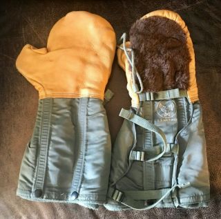 Usaf Type N - 4b Gloves,  Air Crew Mitten Style,  Shell & Wool Insert - Size Large