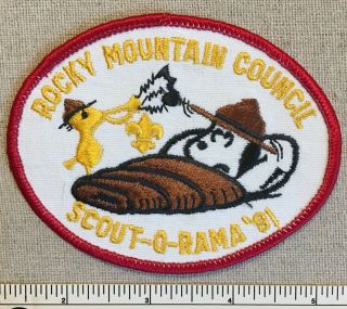 Vintage 1981 Rocky Mountain Council Boy Scout - O - Rama Patch Scouts Camp Snoopy
