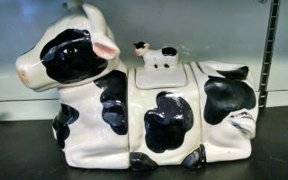 Holstein Cow 3 Piece Cookie Jar Canister Set Arias Black And White