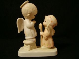 Precious Moments - Nativity - Angel/shepherd - Extremely Rare - No Mark