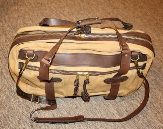 Vintage Filson Pullman Travel Bag Rugged Twill Canvas With Bridal Leather