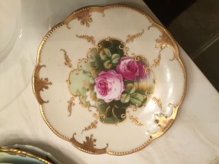 Antique A.  K.  Gilded Rose Plate Circ Early 1900’s Limoge France