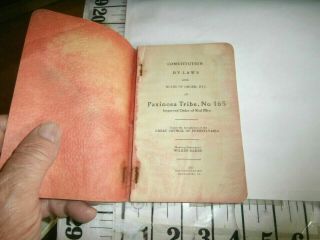 1911 Wilkes Barre Pa Paxinosa Improved Order Of Red Men Constitution & By Laws