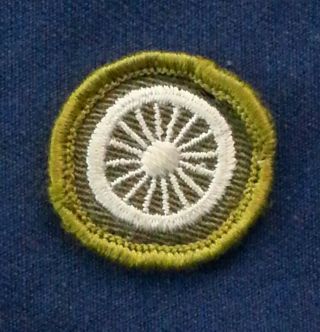 Bsa Cycling Merit Badge Type F (1961 - 68) - Pre - Owned - Khaki Rolled Edge A01612