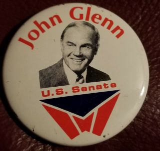 Vintage John Glenn Political Campaign Pinback Button 1 5/8 " Senate
