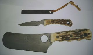 Vintage Knives of Alaska,  Brown Bear Cub Cleaver Knife Stag 2