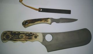 Vintage Knives of Alaska,  Brown Bear Cub Cleaver Knife Stag 3