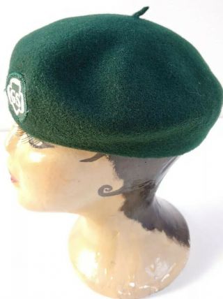 Vtg Girl Scout Wool Green Hat Beanie Uniform Cosplay Costume 50s/60s Gs Med H17