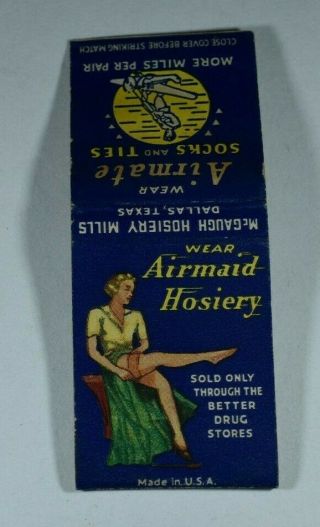 Rare Early Airmate Socks And Ties Matchbook - Great Graphics